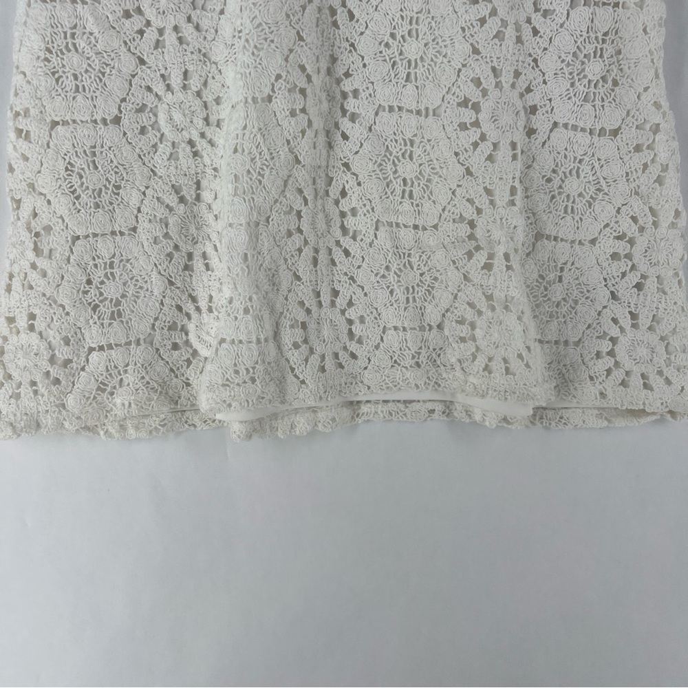 Open Edit White Lace Crochet High Neck Halter A-Line Mini Cocktail Dress Size L - Picture 7 of 14